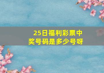 25日福利彩票中奖号码是多少号呀