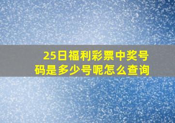 25日福利彩票中奖号码是多少号呢怎么查询