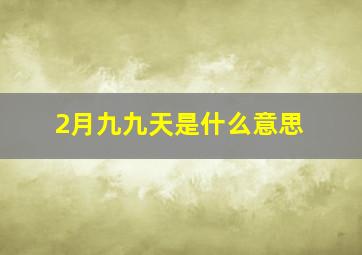 2月九九天是什么意思