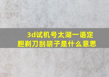 3d试机号太湖一语定胆剃刀刮胡子是什么意思