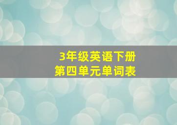 3年级英语下册第四单元单词表