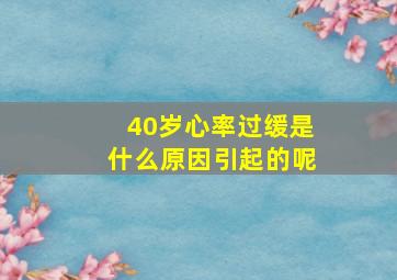 40岁心率过缓是什么原因引起的呢