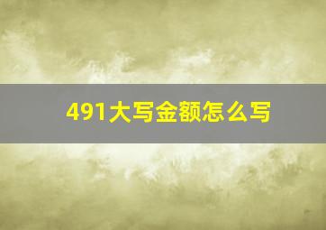 491大写金额怎么写