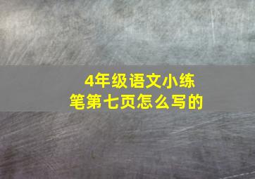 4年级语文小练笔第七页怎么写的