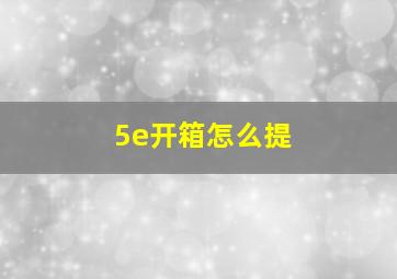 5e开箱怎么提