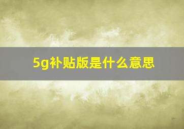 5g补贴版是什么意思