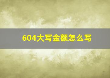 604大写金额怎么写