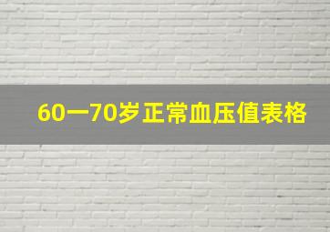 60一70岁正常血压值表格