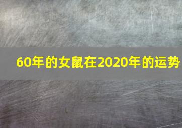 60年的女鼠在2020年的运势