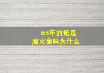 65年的蛇是属火命吗为什么