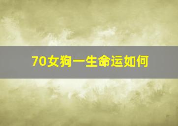 70女狗一生命运如何