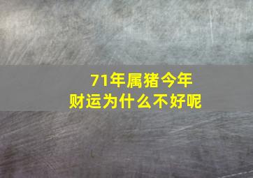 71年属猪今年财运为什么不好呢