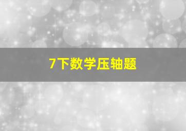 7下数学压轴题