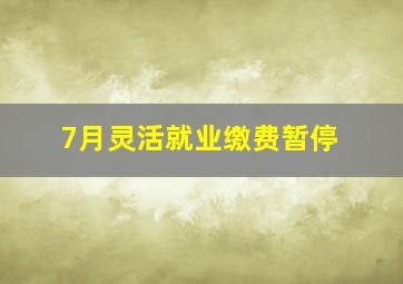 7月灵活就业缴费暂停