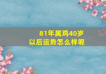 81年属鸡40岁以后运势怎么样呢