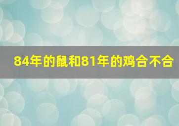 84年的鼠和81年的鸡合不合