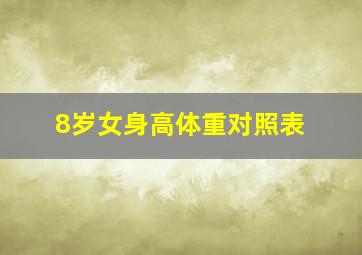 8岁女身高体重对照表