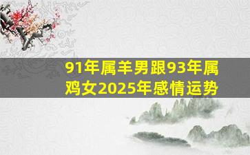 91年属羊男跟93年属鸡女2025年感情运势