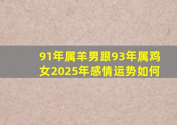 91年属羊男跟93年属鸡女2025年感情运势如何