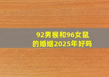 92男猴和96女鼠的婚姻2025年好吗