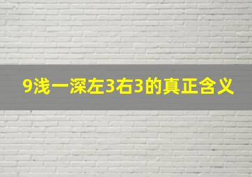 9浅一深左3右3的真正含义