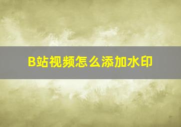 B站视频怎么添加水印