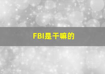 FBI是干嘛的