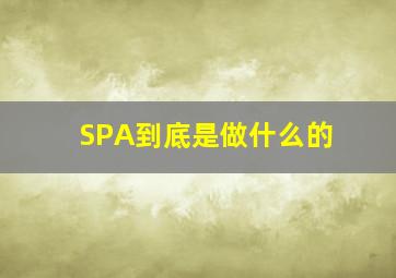 SPA到底是做什么的