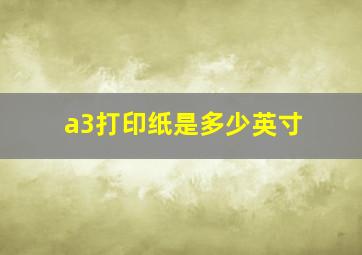 a3打印纸是多少英寸