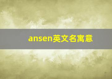 ansen英文名寓意