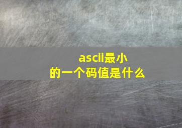 ascii最小的一个码值是什么