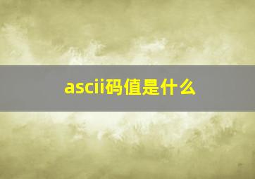 ascii码值是什么