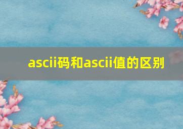 ascii码和ascii值的区别