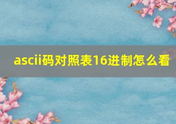 ascii码对照表16进制怎么看