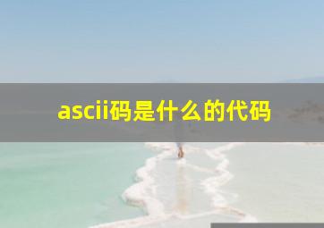 ascii码是什么的代码