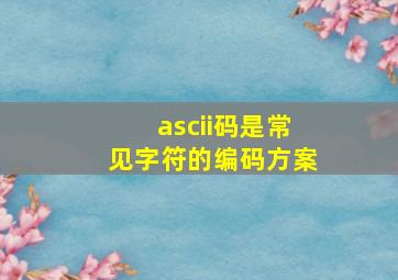 ascii码是常见字符的编码方案