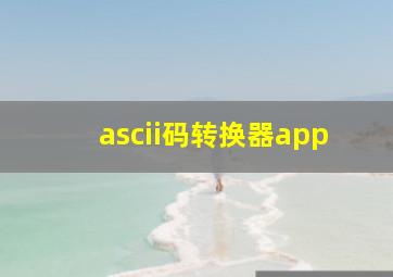 ascii码转换器app