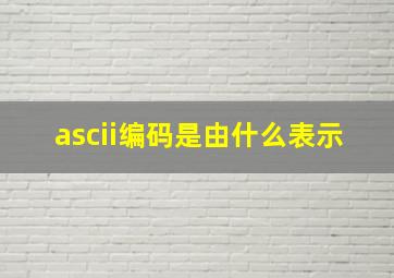 ascii编码是由什么表示