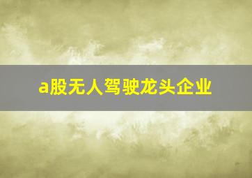 a股无人驾驶龙头企业