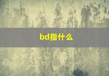 bd指什么