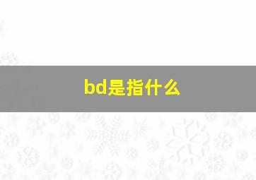 bd是指什么