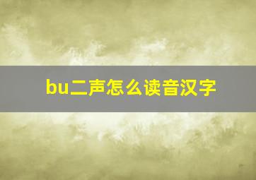 bu二声怎么读音汉字