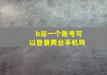 b站一个账号可以登录两台手机吗