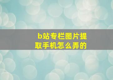 b站专栏图片提取手机怎么弄的