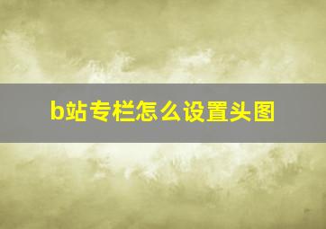 b站专栏怎么设置头图