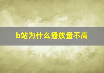 b站为什么播放量不高