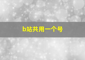 b站共用一个号