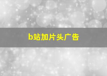 b站加片头广告