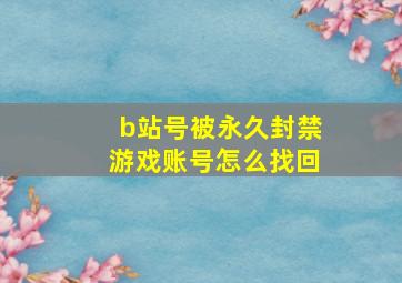 b站号被永久封禁游戏账号怎么找回