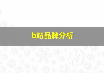 b站品牌分析